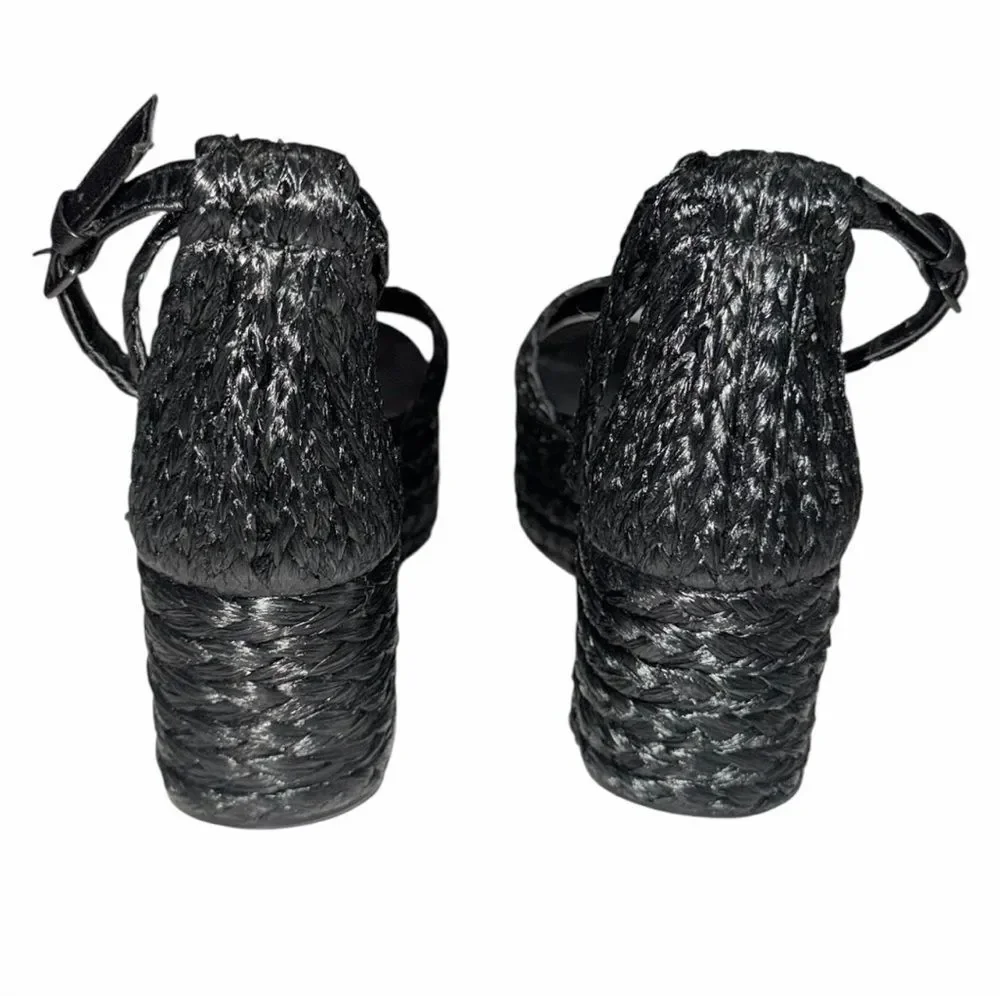 Zara Woman Black Braided Platform Sandals Size 39